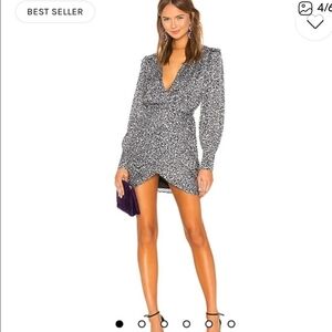 L'Academie Joyce Mini Dress in Black and White Abstract Print